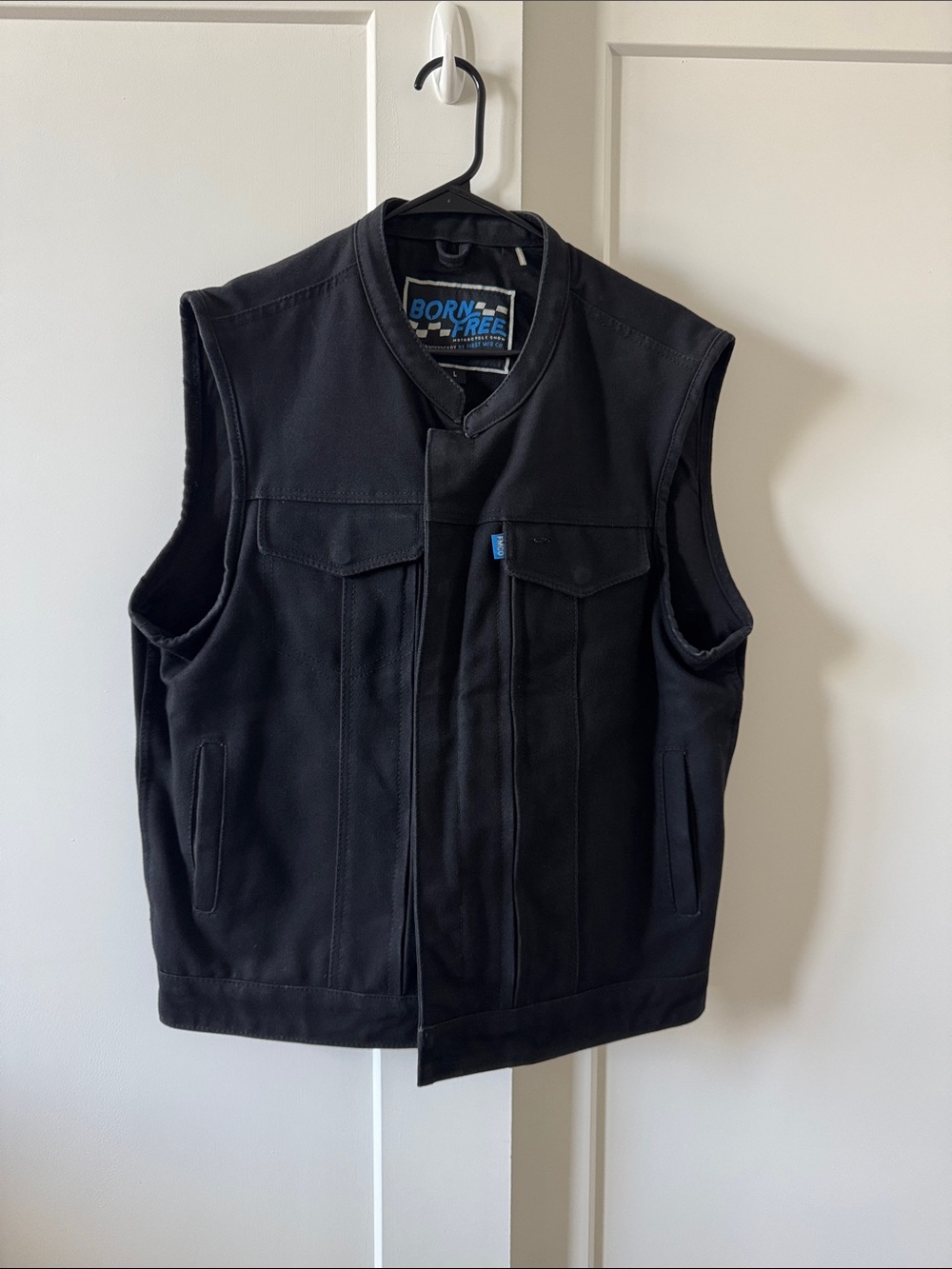 First Mfg Born Free Men's Black Canvas Club Style Riding Vest